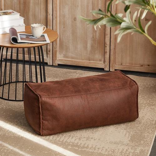 OTAUTAU Single Sofa Cover Faux Suede Leather Lazy Bean Bag Sac Pouf Chair No Filler Beanbag Corner Seat Recliner Couch SF004