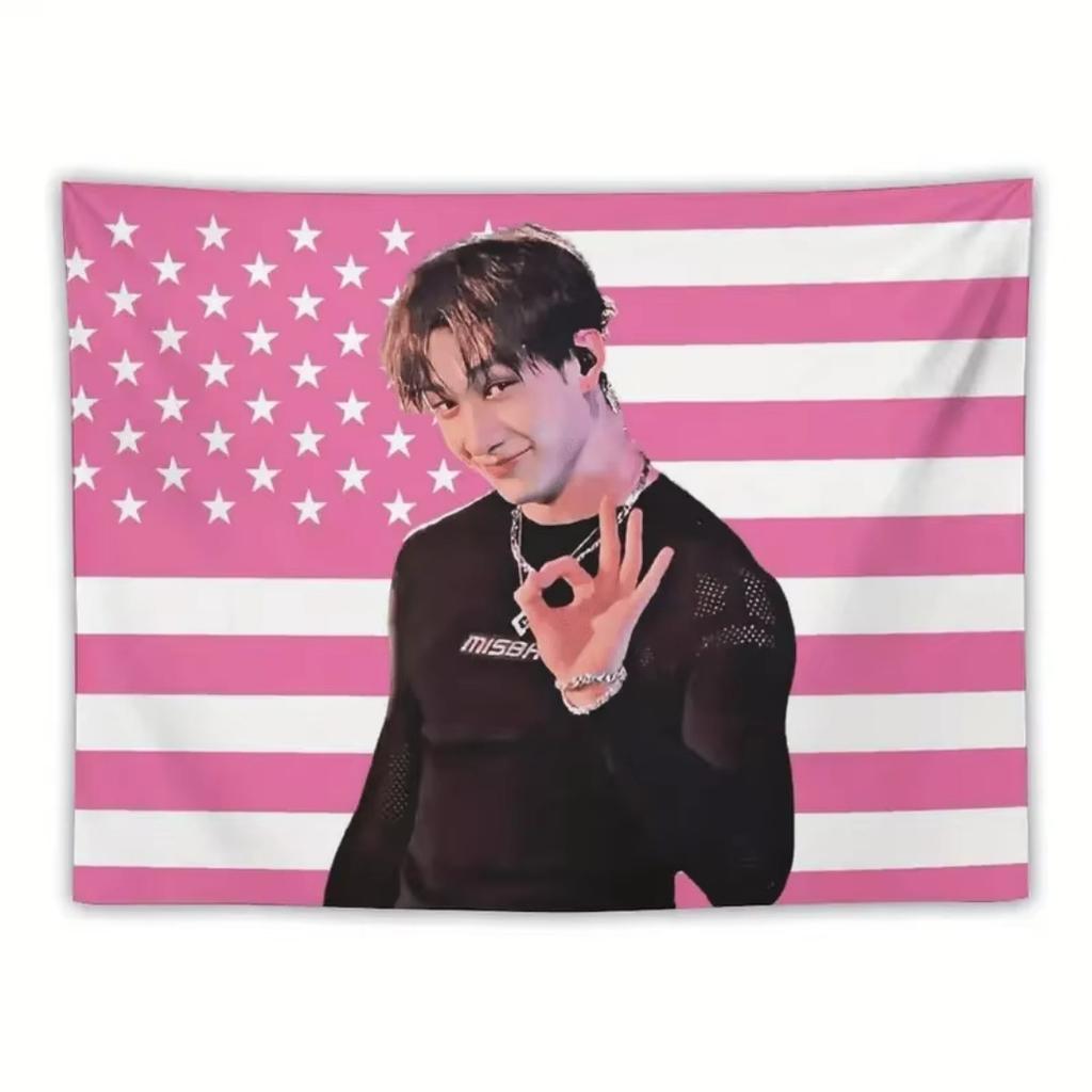 1pc Music Album Poster BBangChan Tapestry Flag Suitable for Living Room Bedroom Wall Hanging as a Pink Gift for Friends