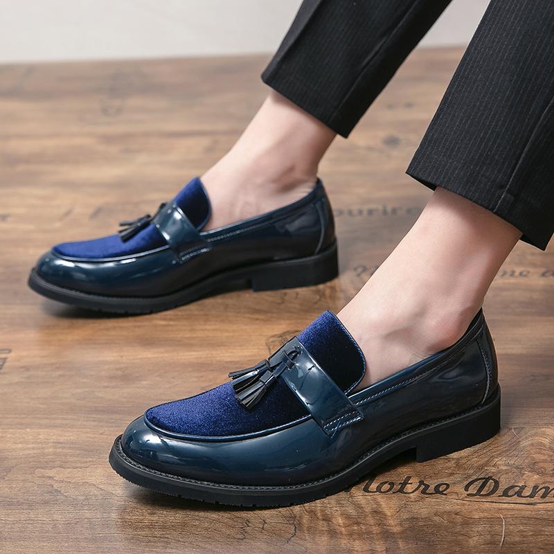 British Style Men's Comfortable Foot Cover Lazy Flow Su Le Fu Shoes Fashionable Patent Leather Breathable Pointed Bean Shoes