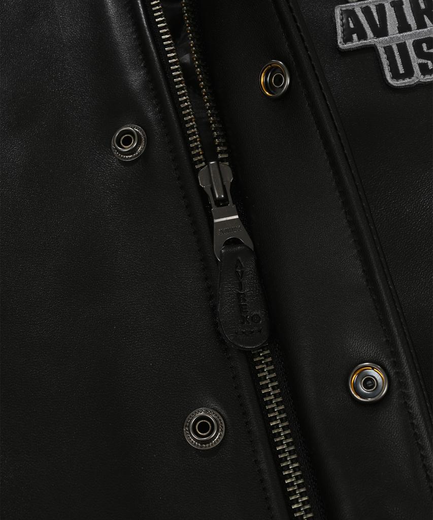 Avirex Graphic Varsity Leather Jacket / 7835250011 Black