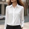 Women's Satin Shirts Elegant Plain Long Sleeve Blouse Office Lady Button-Up Shirt Top Female Lapel Neck Shirts Blouse Autumn