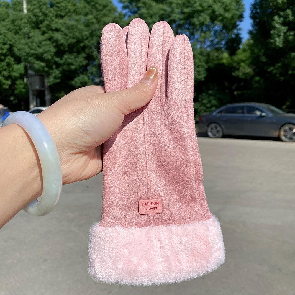 Новые женские осенне-зимние перчатки с сенсорным экраном, флисовые теплые замшевые перчатки для велоспорта, зимние утепленные перчатки от холода