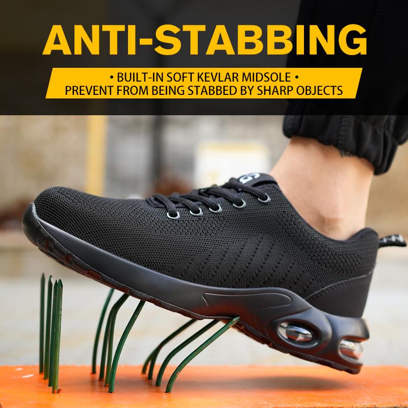 Mesh Breathable Safety Shoes Steel Toe Shoes Men Puncture-Proof Work Sneakers Male Shoes Work Indestructible Kevlar Insoles Shoe
