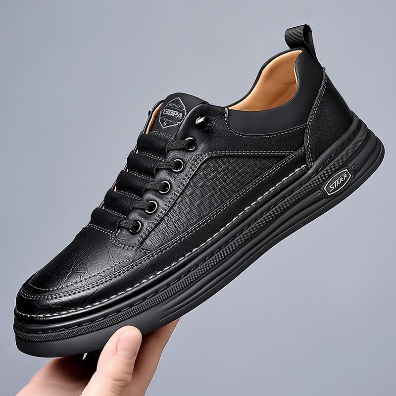 Мужские модные кожаные кроссовки с мягкой подошвой 2024 года — универсальная повседневная обувь на весну и осень