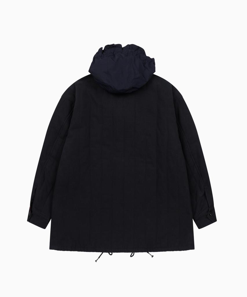 OHESHIO Corduroy Collar Quilted Jacket, Navy