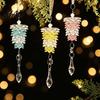Christmas Garland Decor Acrylic Pine Cone Pendant with Faux Crystal Drop, Tree Elegant Hanging Xmas Baubles Ornaments, Transparent Gradient