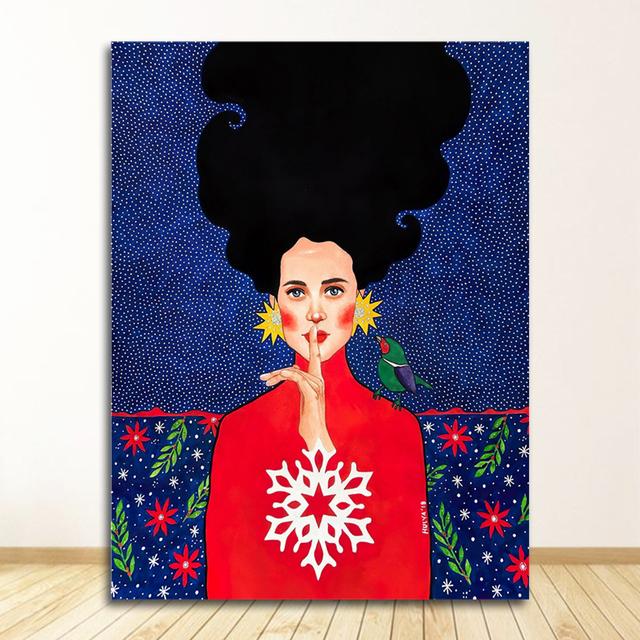 Настенные панно Cuadros для гостиной, винтажные без рамы, абстрактные красочные девушки, настенная живопись на холсте, плакат на скандинавскую тему, цветочные волосы