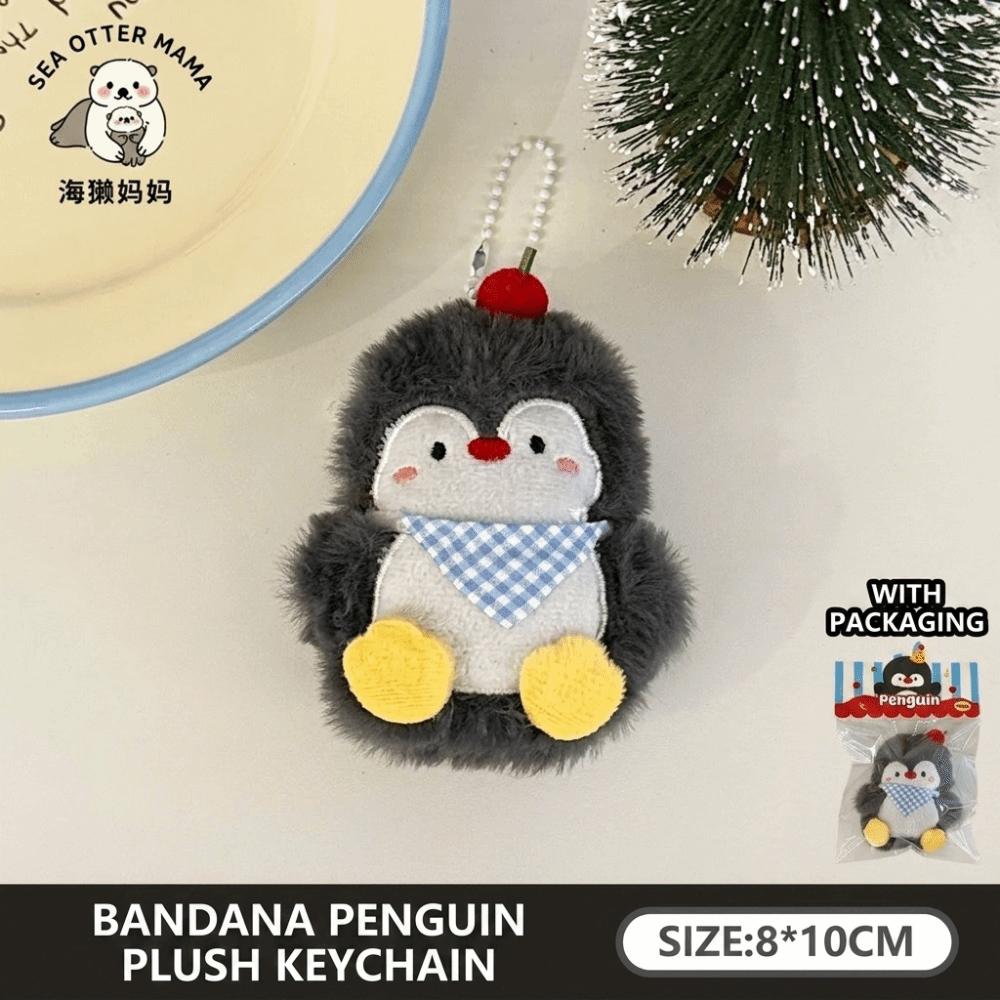 Decorative Soft Plush Plush Penguin Charm Hanging Loop Key Ring Pendant Decor Blue Accents Lightweight Bag Keychain Couples Gift