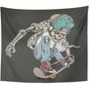 Skateboarding Skeleton Tapestry, American Street Graffiti Wall Art for Bedroom Decor