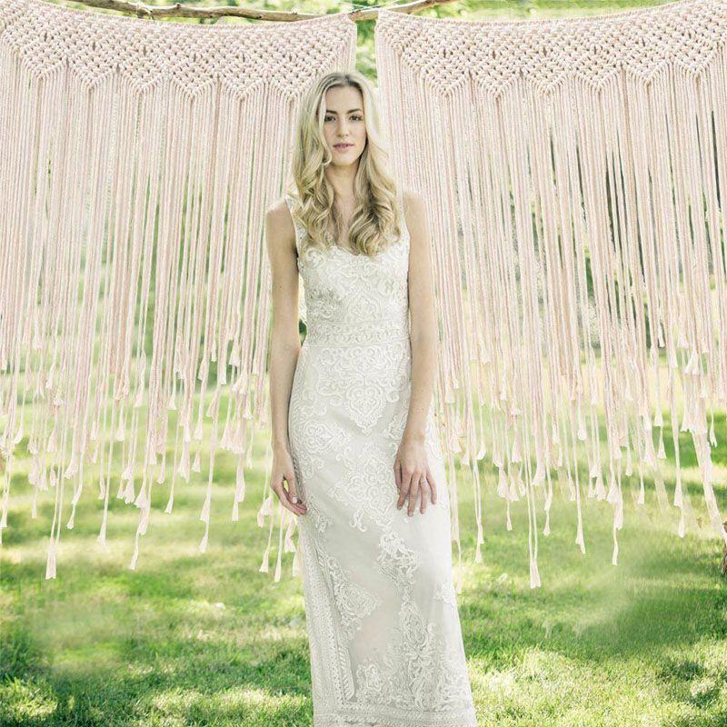 Потрясающий макраме фон занавес подвесной бохо свадебный подвес для элегантного домашнего декора