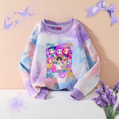 Весенне-осенняя уличная футболка охотника на демонов для девочки с милым аниме-принтом, детская игровая Y2K каваий тай-дай женская уличная толстовка с длинным рукавом