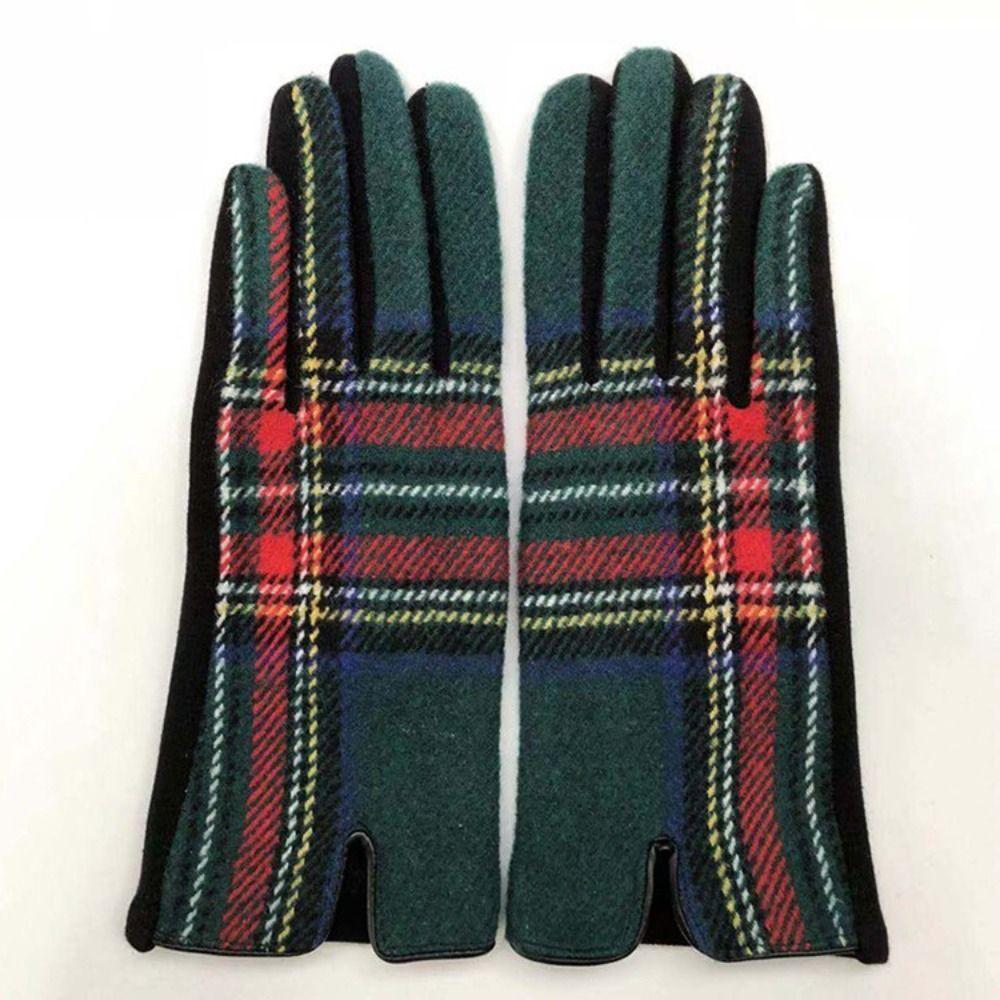 Velvet Plaid Gloves Gothic Lolita Touch Screen Gloves Fashion Wool gloves for Women