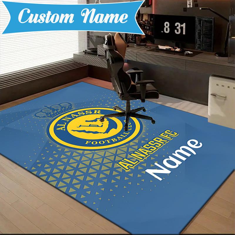 Custom Name Nassr FC Crest Rug Game Carpet, Floor Mat for Bedroom Living Room Entryway Rug, Home Decor Idea Gift for Christmas birthday