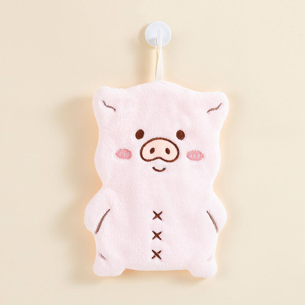 New Cartoon Animals Wipe Hand Towel Absorb Water Thickened Kitchen Cleaning Rag Coral Velvet Hanging Bathroom Hand Cloth