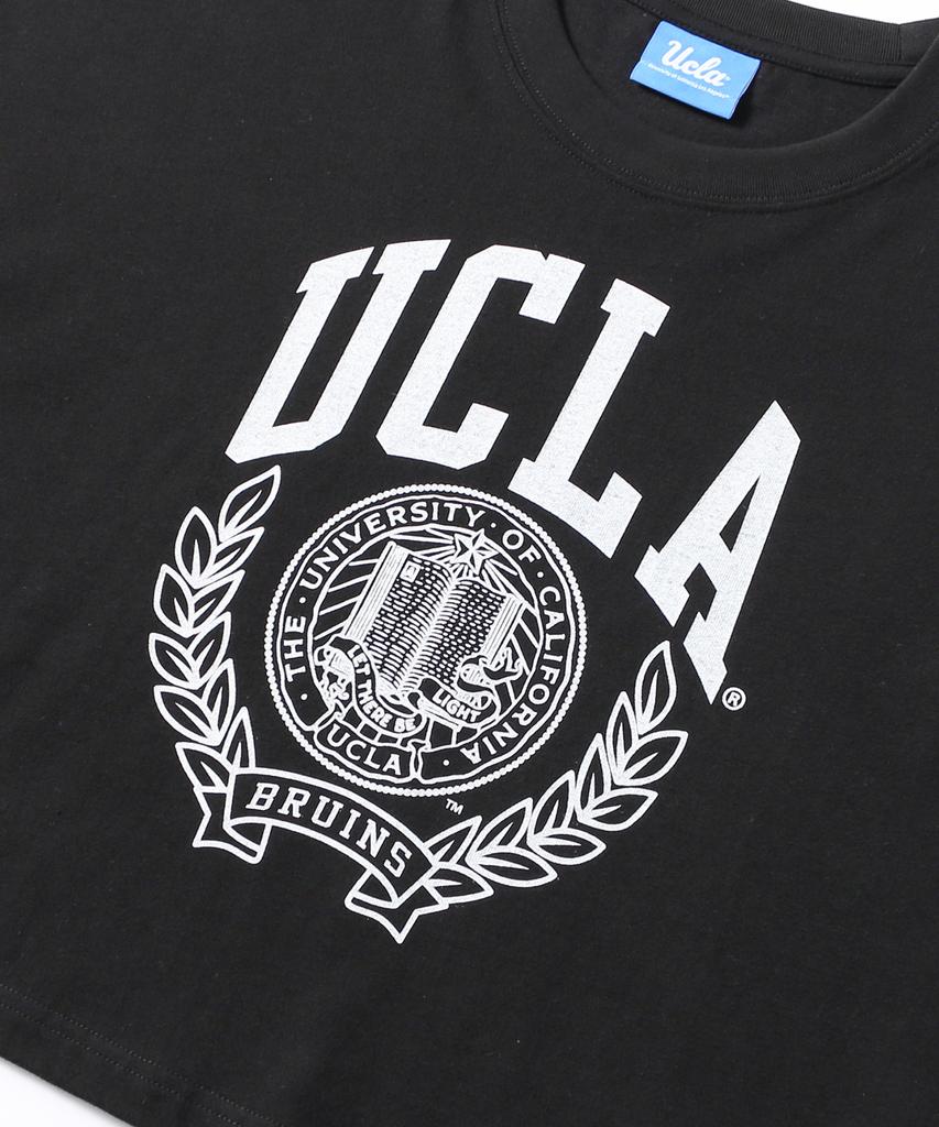 Женская укороченная оверсайз футболка UCLA с большим логотипом-гербом [Черный] (Ub5St51)