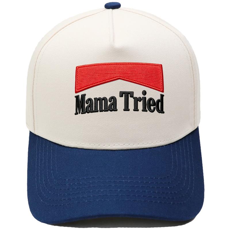 Mama Tried embroidery color matching truck driver hat European and American men's and women's casual sunshade dad hat