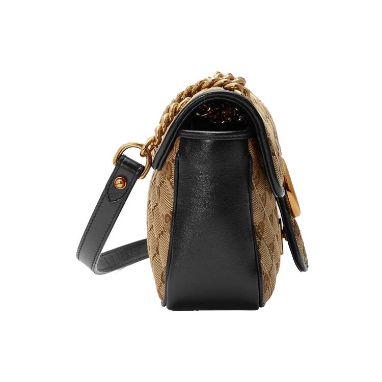 Gucci Мини-сумка GG Marmont Бежевая Эбеновое дерево/Черный Женские сумки Коричневый 446744-HVKEG-9772