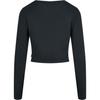 T-shirt Manches Longues - URBAN CLASSICS - Ladies Organic Cropped Longsleeve - Noir - Regular - Femme