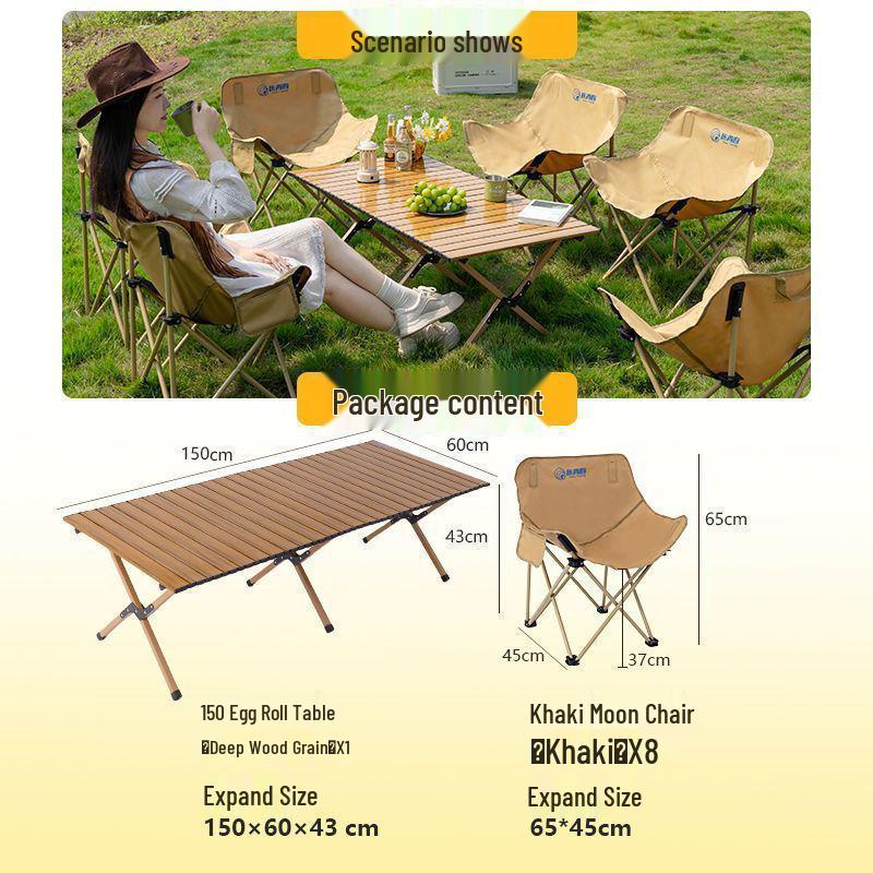 Портативный складной туристический стол и набор стульев-луна с сворачивающимся столом