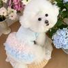 Милая юбка принцессы для собаки с кружевом и бантом, модная одежда для питомца, сетчатое платье для питомца, весна-лето