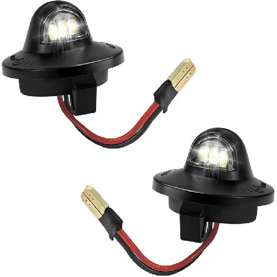 2PCS Full LED License Plate Light Tag Lamp Assembly, 6500K White Car Tag Light Compatible with F150 F250 F350 Bronco Explorer, Car License Plate