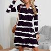 Женское модное полосатое платье с V-образным вырезом и длинными рукавами