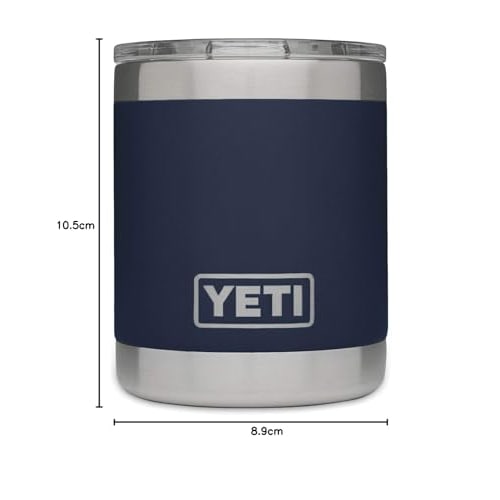 Кружка YETI Rambler Lowball 10 унций из нержавеющей стали с крышкой, темно-синяя, мини-тамблер 296 мл, серия Lowball