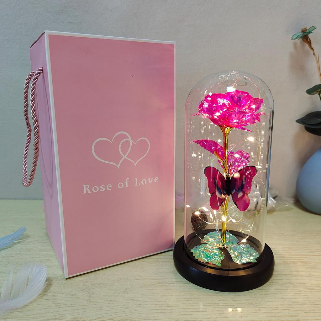 Artificial Rose Flowers Glass Rose LED Light Galaxy Rose Gift For Valentine's Day