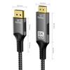 Кабель-адаптер FDBRO DisplayPort на HDMI 8K, Активный 8K@60 Гц, 4K@120 Гц, 32,4 Гбит/с, Однонаправленная передача, Штекер-Штекер, DP 1.4 на HDMI 2.1, Дисп