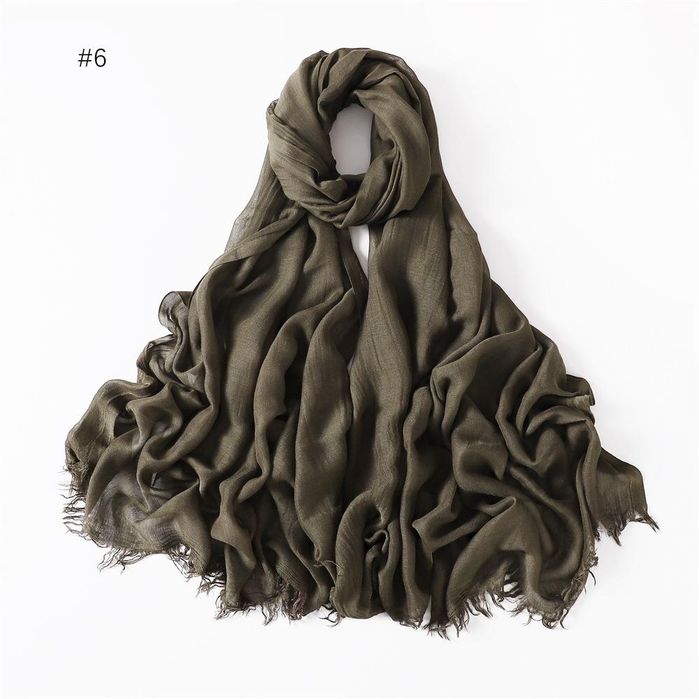 Fashion Muslim Cotton Rayon Modal Hijab For Women Headscarf Long Shawls Islam Hijab Turbans Head Wrap Solid Fringe Scarves