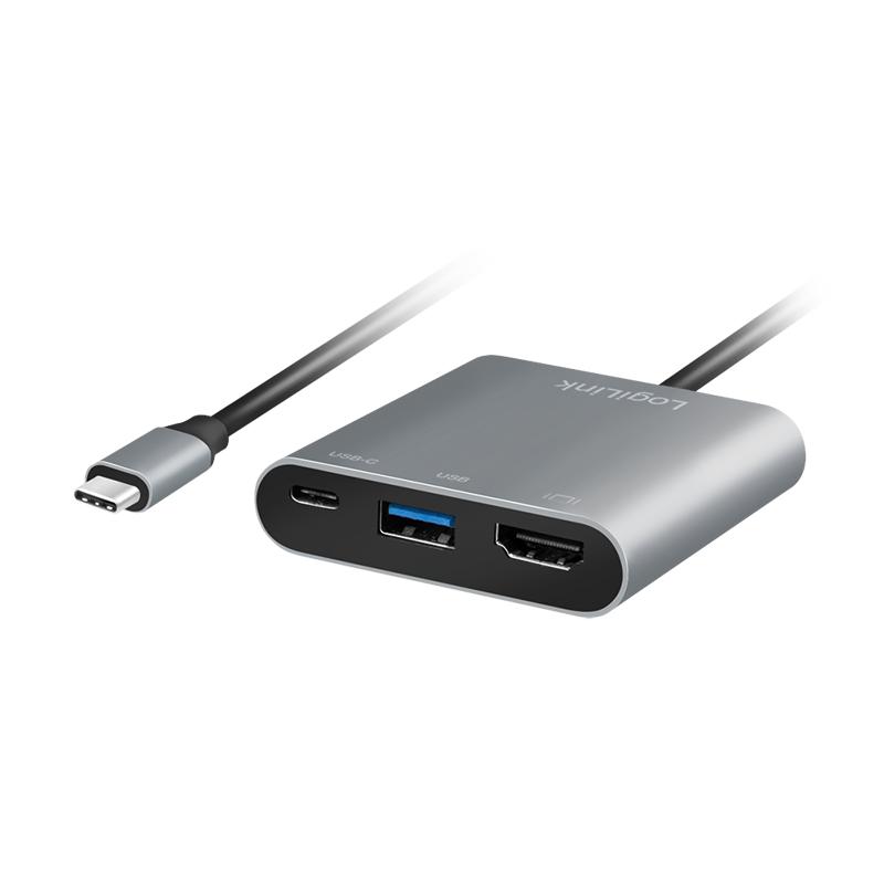 USB-C 3.2 Gen1 LogiLink to HDMI adapter 4K/60Hz 2xUSB PD 5 Gb/s 100W 0.15m
