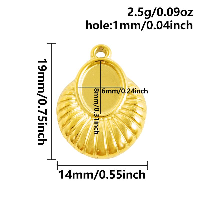 6pcs Heart Square Water Droplet Oval Cabochon Base Setting Pendant Stainless Steel Charms For Jewelry Making Bulk DIY Materials