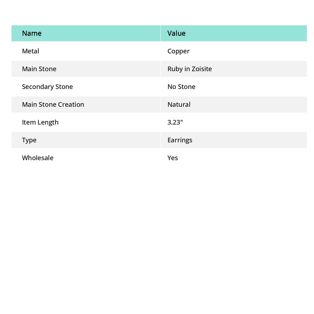 Ruby In Zoisite Handmade Copper Wire Wrap Jewelry Earring 3.23" L0b84