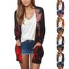 Women's Fashion Casual Halloween Print Medium Length Cardigan Jacket Coat