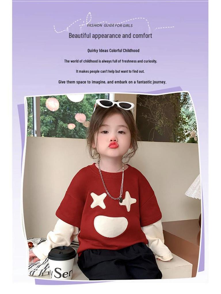 Стильный свитшот «двойка» для девочек на весну и осень 2025 года