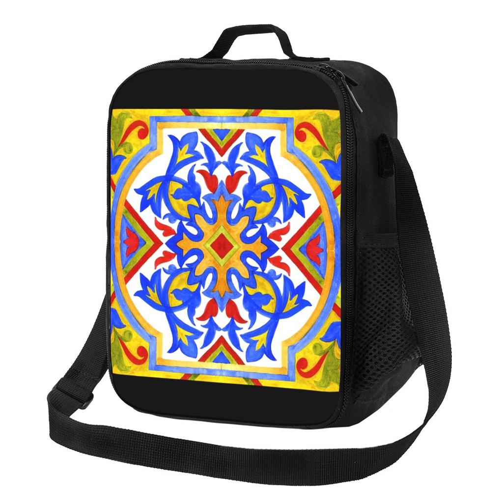 Portuguese Azulejo Tiles Insulated Lunch Bag School Bento Storage Food Boxes Portable Container Cooler Thermal Lunch Box Tote