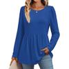 Women's Casual Fashion Long Sleeve Shirt Solid Color Tunic Top