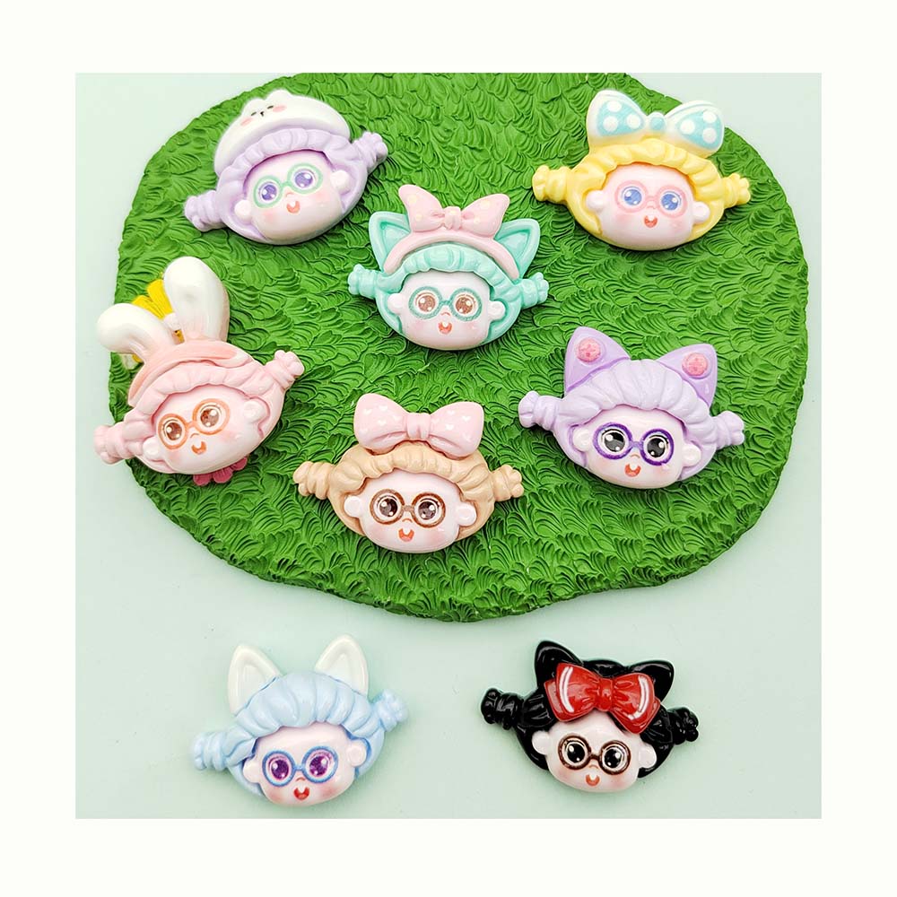 100 шт. Смоляные кабошоны-украшения Kawaii с плоской задней стороной, головки мультяшных девочек для скрапбукинга, аксессуаров для волос и поделок