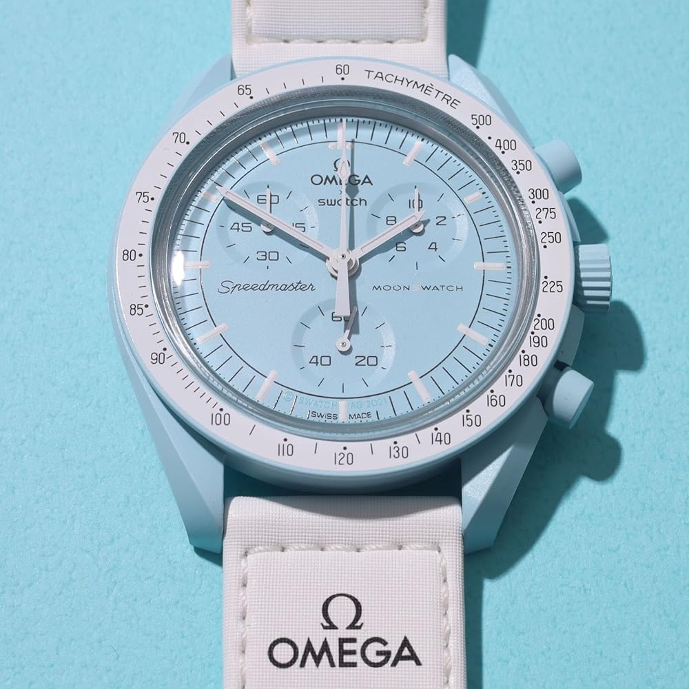Часы Omega x Swatch Uranus, водонепроницаемые, унисекс, с упаковкой