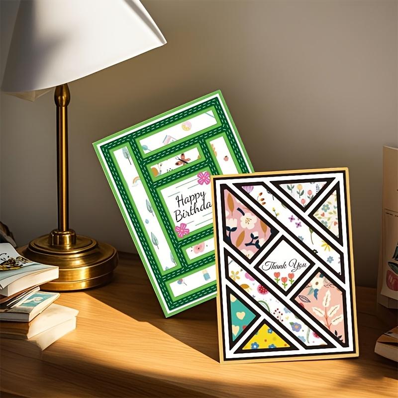 2 шт. Пэчворк Прямоугольный Фон Набор штампов для изготовления поздравительных открыток - DIY Металлический инструмент для резки и тиснения для скрапбукинга и бумажного рукоделия