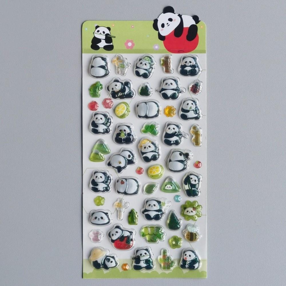Glossy Finish 3D Embossed Sticker Cartoon Animal Cute 3D Relief Sticker Rabbit Candy Ghost Aesthetic Stickers Diary Decor