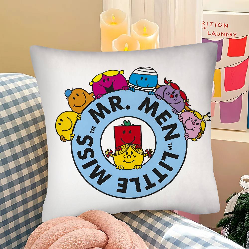 1pc Mr.Men And L-Little M-Miss Pillow Case Fashion Square Pillowcase Bedroom Sofa Room Ins Decoration Leisure