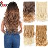 Leeons Синтетическое наращивание волос для женщин с 5 зажимами для длинных волнистых наращиваний волос Темно-коричневый бордовый Толстый шиньон Волнистый