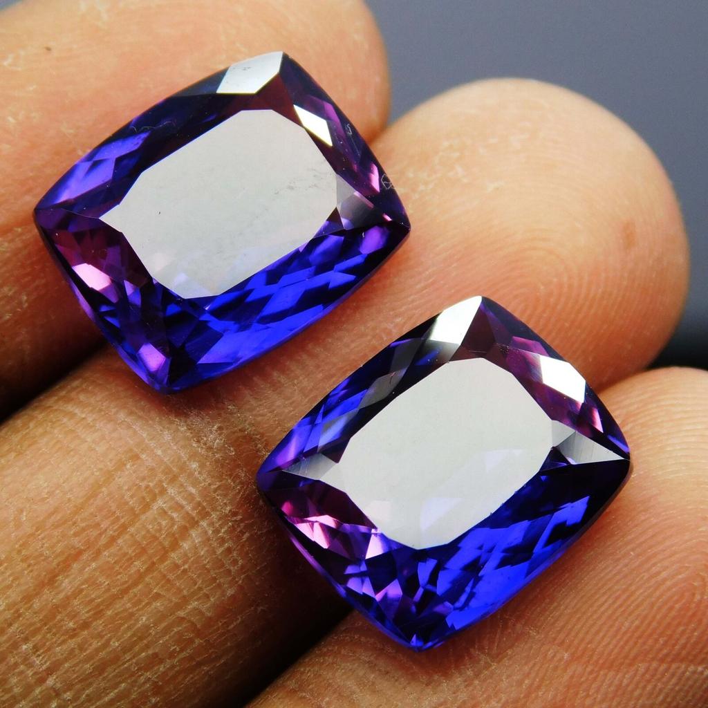 Natural Purple Tanzanite Loose Gemstone Deep Cushion Cut 8 To10 ct Each Pair for Jewelry Designs