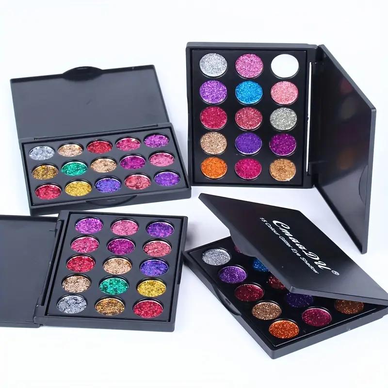 Женская мода 15 цветов Diamond Sequin Eyeshadow Palette Glitter Powder highlighter eye shadow