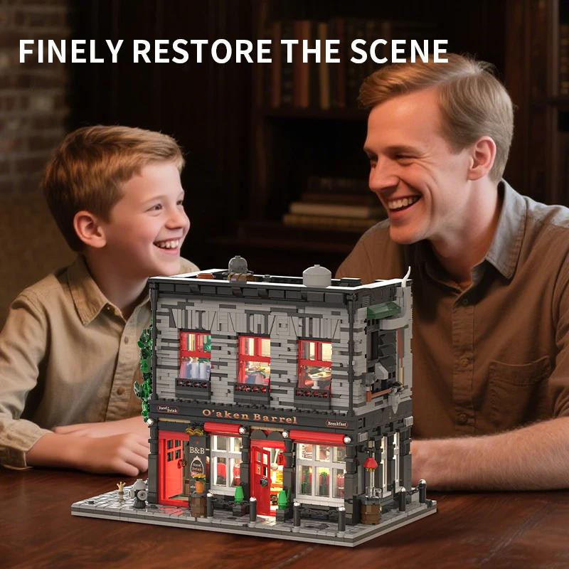 2368 шт. Винтажные строительные блоки паба, Креативные кирпичики модели Алой таверны, Украшение для рабочего стола, Игрушки для самостоятельной сборки для детей, Праздничные подарки