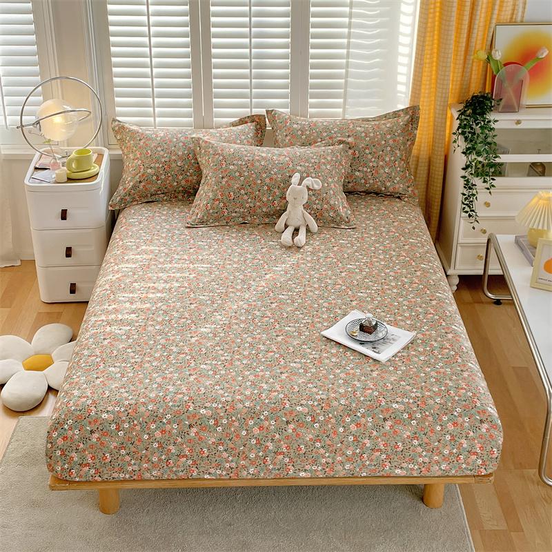 Комплект простыней на резинке с цветочным узором синего и белого цветов, комплект постельного белья из хлопка, приятное для кожи нескользящее покрывало с наволочками