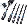 Pack of 5 Long Hexagonal Socket Nut Driver Set for Electric and Pneumatic Tool with Alloy Steel Construction