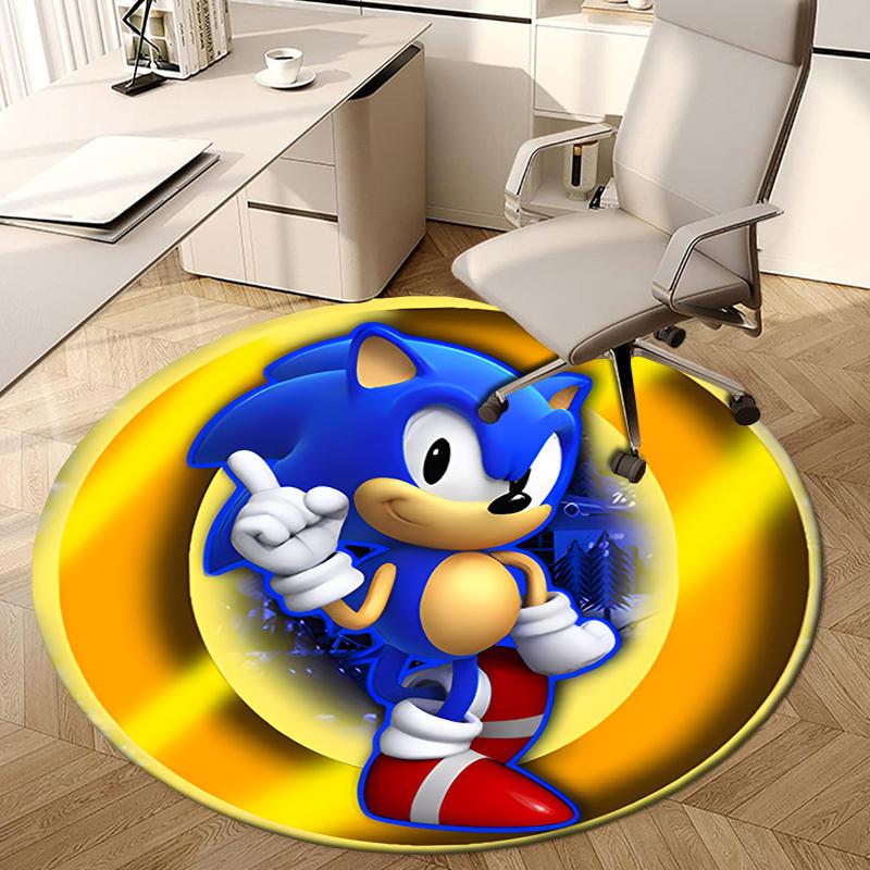 1pc Sonic the Hedgehog Round carpet, Made of Polyester,Perfect for Decorating Office Chairs, Living Rooms fplt066
