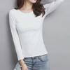 Женские облегающие однотонные футболки с длинным рукавом - Топы с круглым вырезом на весну/осень